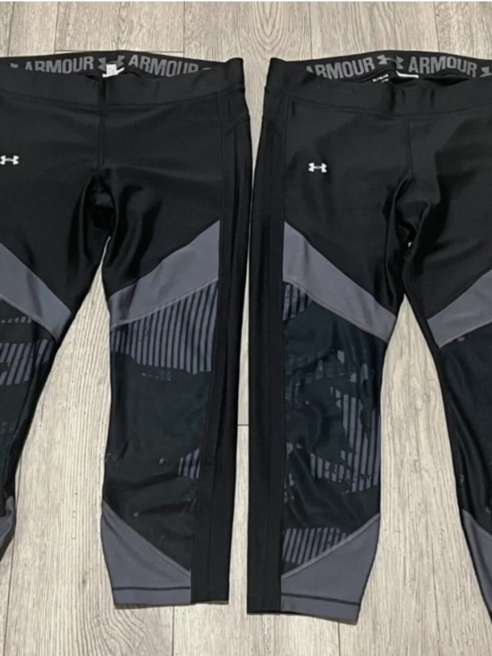 XL Womens UNDER ARMOUR Black Compression Cropped Leggings Capri Pants Lot Set 2